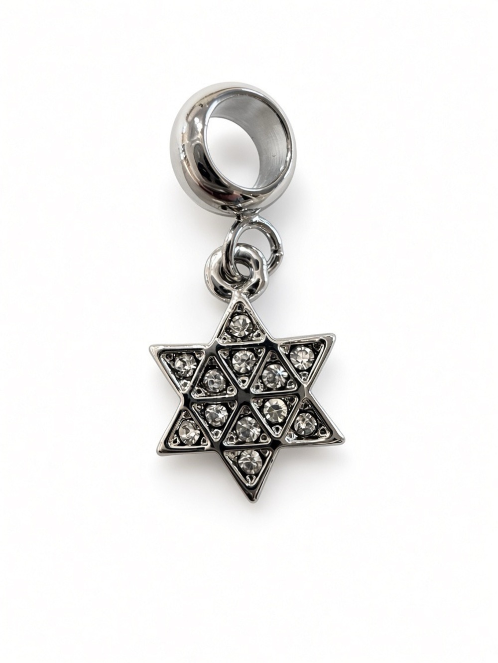Silver Star Rhinestone Dangle Charm Pandora Compatible - Picture 2 of 4